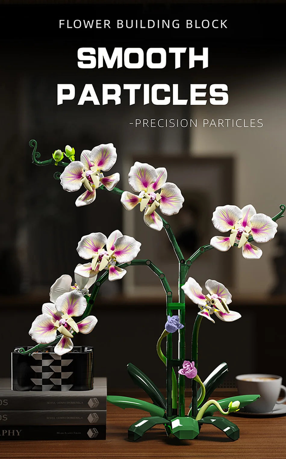 Orquídea creativa Cymbidium flores eternas planta en maceta bloques de construcción simulación Phalaenopsis DIY ladrillos juguetes regalo de San Valentín