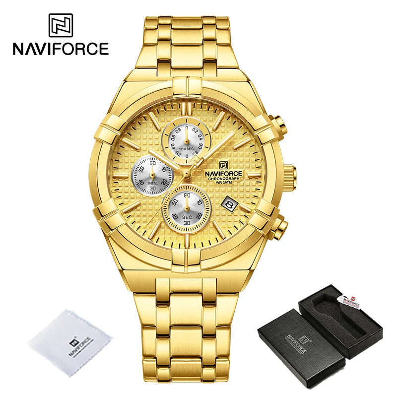 NAVIFORCE relojes originales para hombre, cronógrafo deportivo de cuarzo a la moda, reloj de pulsera para hombre Simple salvaje resistente al agua con pantalla