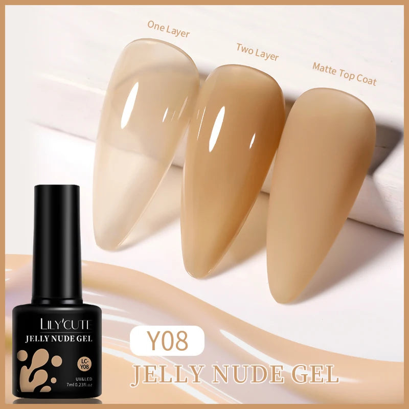 LILYCUTE-esmalte en Gel para uñas, barniz semipermanente para manicura, con LED UV, 129 colores, 7ML