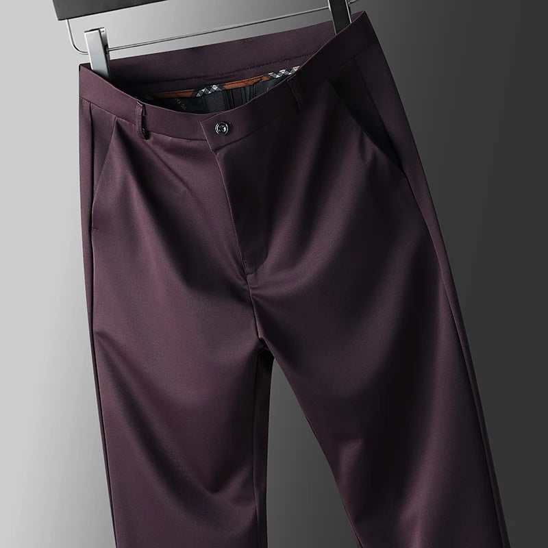 Pantalones Casuales de Negocios para Hombre con Elasticidad en Cuatro Direcciones, Pantalones de Vestir para Primavera/Otoño, Pantalones Formales, Pantalones Casuales Elásticos