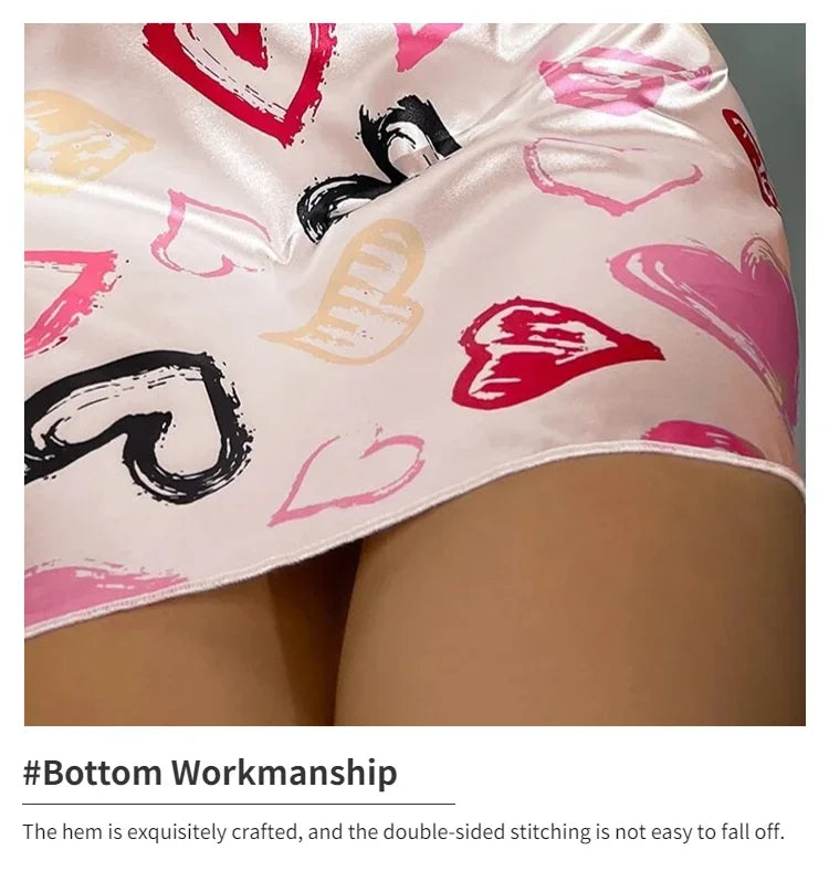 Camisón Sexy con tirantes para mujer, lencería Sexy de satén de seda, ropa de dormir con pintura Floral, minivestido para el hogar