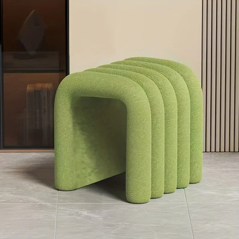 Taburete Moderno, Lujoso Reposapiés de Terciopelo y Banco de Maquillaje, Taburete Versátil para Decoración de Sala de Estar, Dormitorio y Pasillo