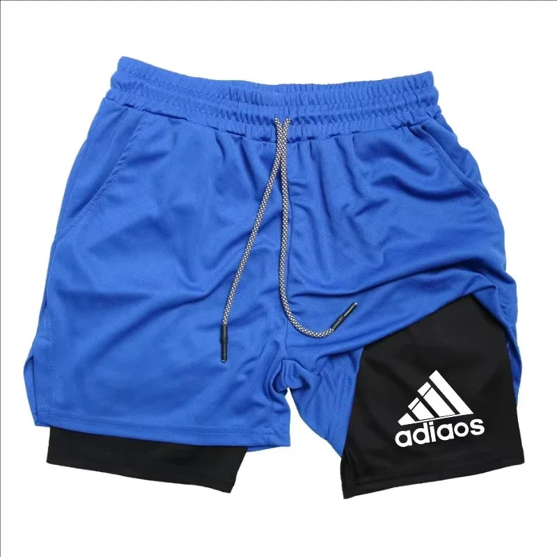 Pantalones cortos de compresión para hombre, pantalones cortos deportivos de entrenamiento para correr, pantalones cortos de secado rápido para gimnasio de verano en uno