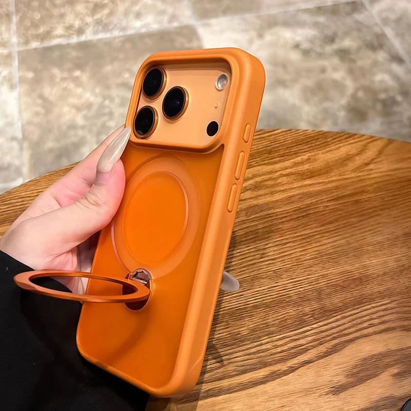 Para Magsafe Metal soporte para coche anillo funda de teléfono para iPhone 17 Pro Max 17 Air 16 15 Pro 14 13 12 11 cubierta trasera de parachoques magnético