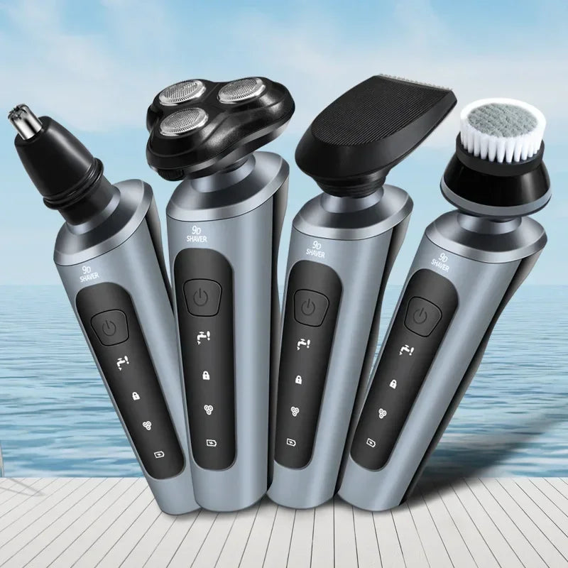 Afeitadoras eléctricas para hombres, maquinilla de afeitar eléctrica resistente al agua, uso en seco y húmedo, máquina de afeitar rotativa con batería recargable
