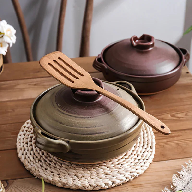 Cazuela de cerámica de estilo japonés, olla pequeña negra, cacerola de arcilla, utensilios de cocina para el hogar, suministros de cocina, olla para sopa, 1 Uds.