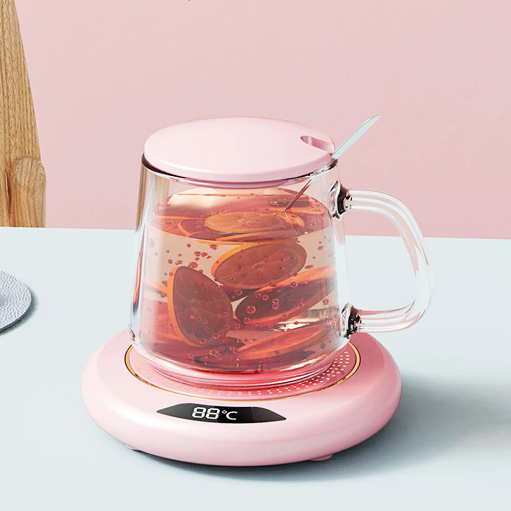 Calentador de Tazas de Café con Temperatura Ajustable, Posavasos Calefactor con 3 Ajustes de Temperatura, Calentador de Tazas de Escritorio con Apagado Automático, Calentador de Agua y Leche