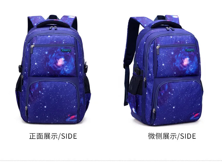 Nuevo conjunto de 3 uds de mochilas para niños, bolso escolar con patrón de cielo estrellado para estudiantes, bolso escolar impermeable con bolsa de almuerzo, estuche para lápices