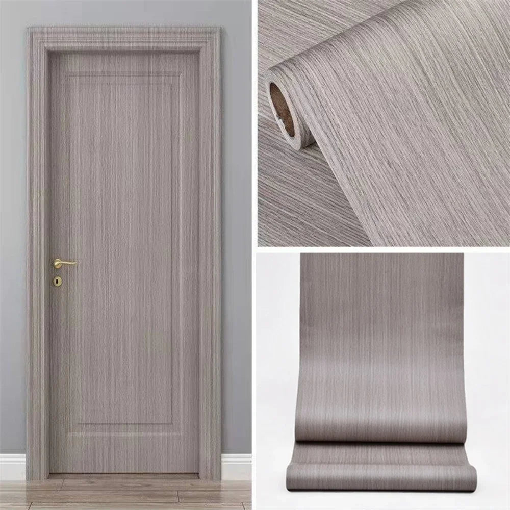 Pegatinas de puerta de grano de madera para armario, mesa, armario, muebles, papel tapiz autoadhesivo de PVC impermeable, decoración del hogar