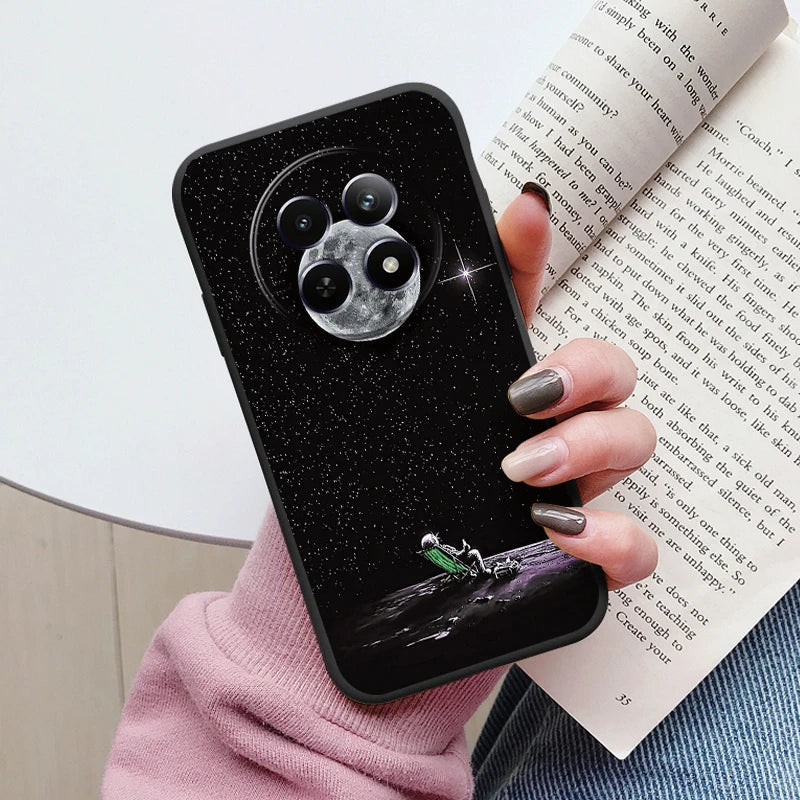 Funda para Realme 12 4G 12 + 13 + Plus 13 Pro + Plus 5G bonita funda trasera con forma de corazón y flor de silicona suave mate Fundas protectoras de dibujos animados
