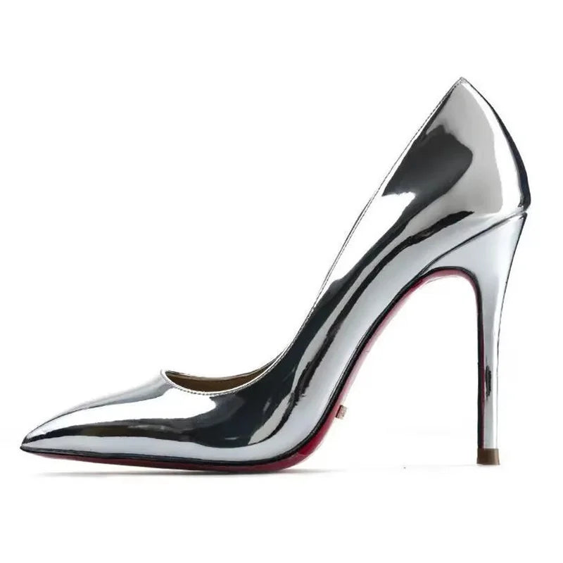 Zapatos de Tacón Alto para Fiesta de Boda, Tallas Grandes 35-44, Zapatos Rojos Nude Sexys con Suela de Goma, Punta Puntiaguda, Zapatos de Tacón Bajo para Mujer