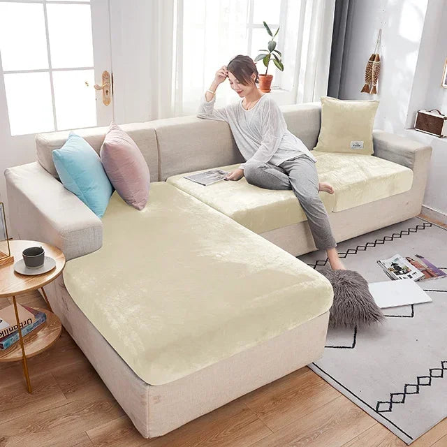 Fundas para cojines de asiento de sofá de terciopelo elástico para sala de estar, cojín Chaise Longue, fundas de sofá para muebles en forma de L de esquina de lujo