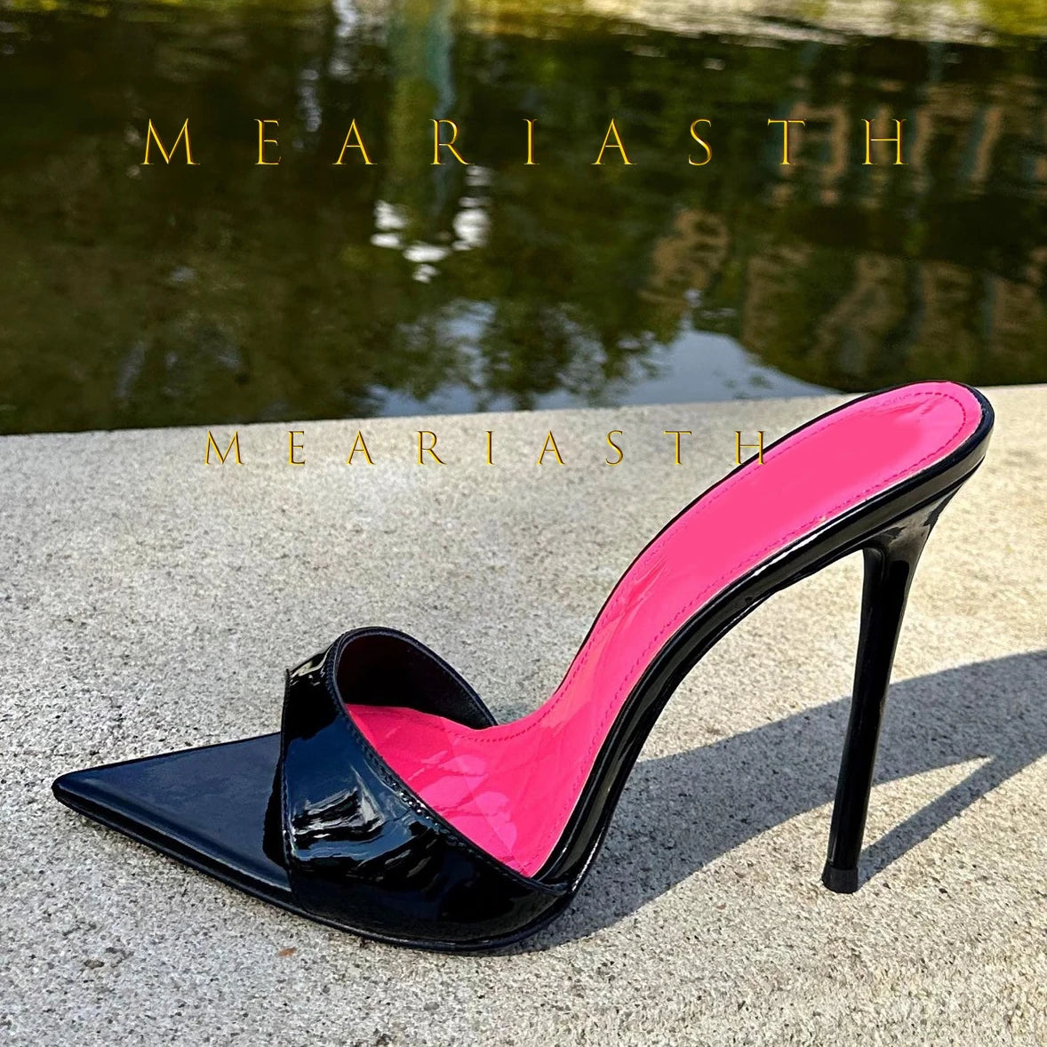 2025 Peep Toe Sexy verano mujer mulas bombas sandalias elegante súper fino tacones altos mula Oficina señora zapatos de fiesta zapatillas sandalias