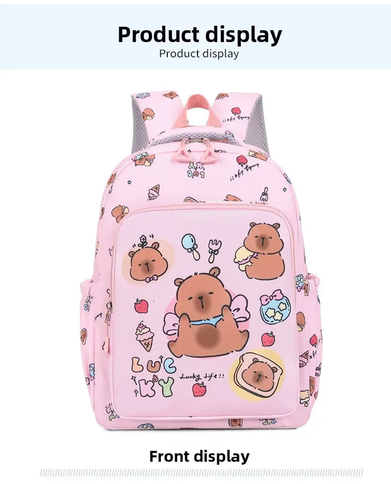 Mochila colorida Capybara 3 unids/set para mujer, mochilas escolares informales con bolsa de almuerzo, mochila para chica, niño, estudiante y adolescente