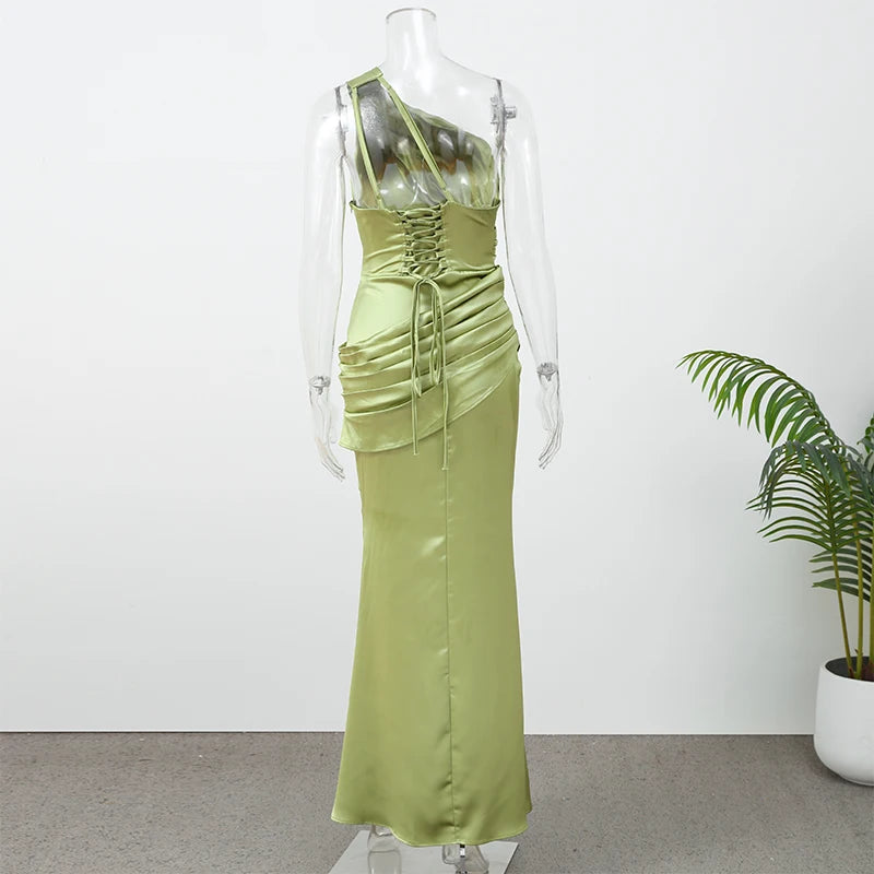 Vestido Maxi Plisado Sólido Sexy con Cuello Halter para Mujer, sin Mangas, sin Espalda, con Cintura Ajustada y Abertura, Vestidos de Fiesta de Verano 2026