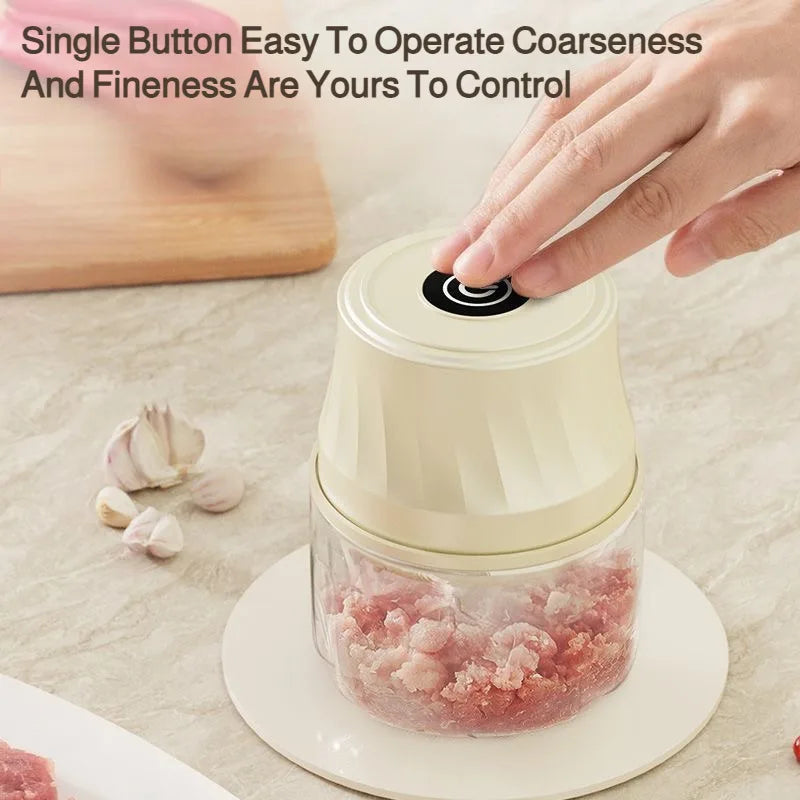 Wireless Electric Grinder Garlic Masher Mini Electric Garlic And Meat Grinder - 3-in-1 Food Chopper/Quiet Blender/Garlic