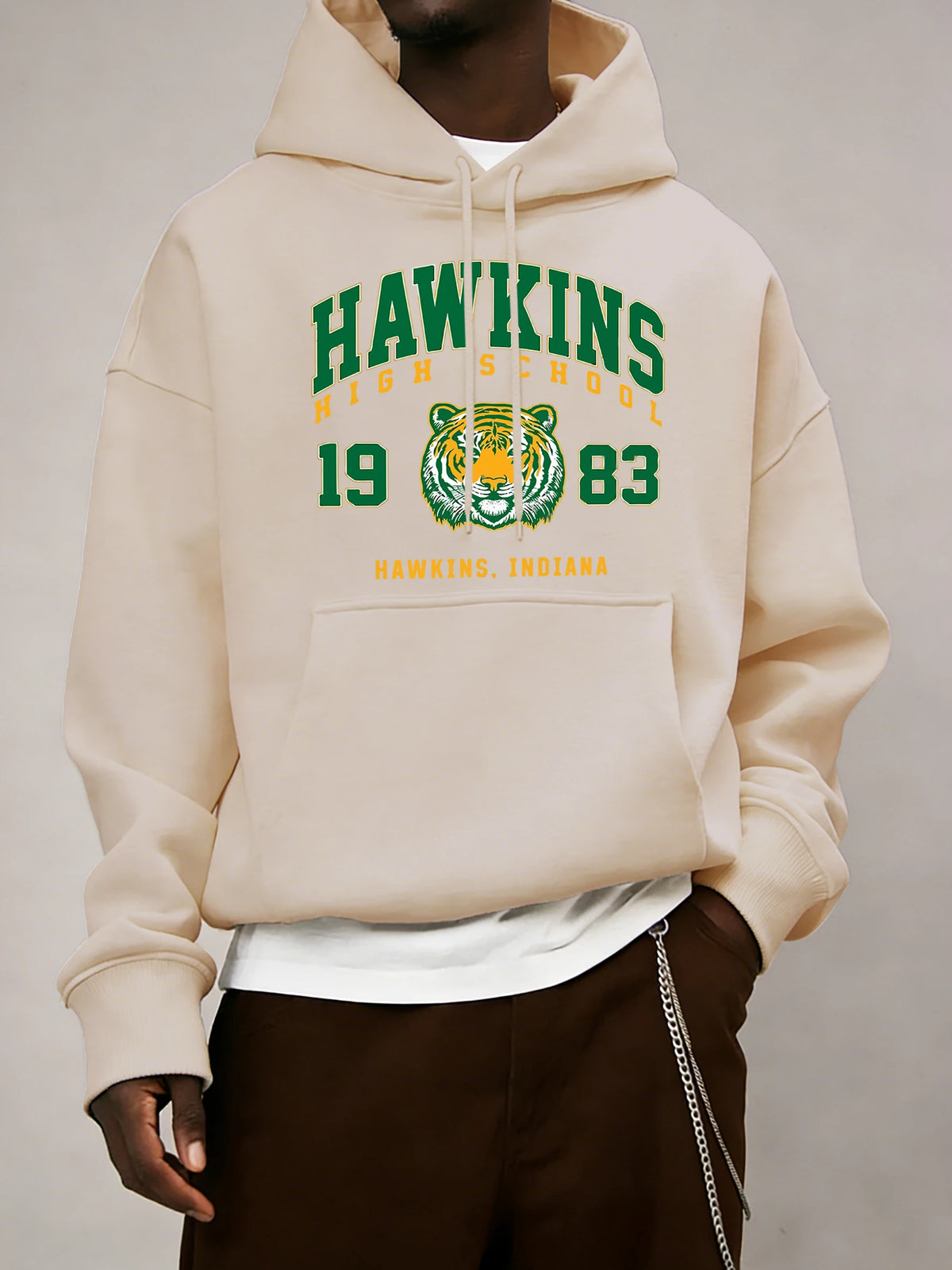 Hawkins High School 1983 estampado hombres Sudadera con capucha otoño bolsillo ropa deportiva suelta polar jersey 14 colores Unisex Simple manga larga