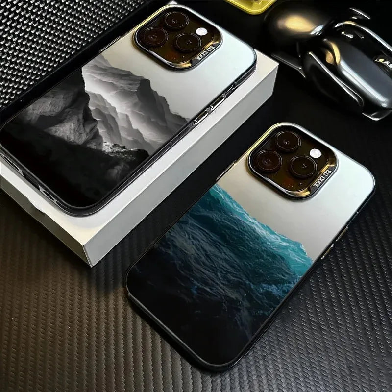 Funda de teléfono para iPhone 16E, fundas para iPhone 16 15 14 13 11 12 Pro Max 16 15 14 Plus, nueva funda colorida para teléfono con estampado de vista de montaña