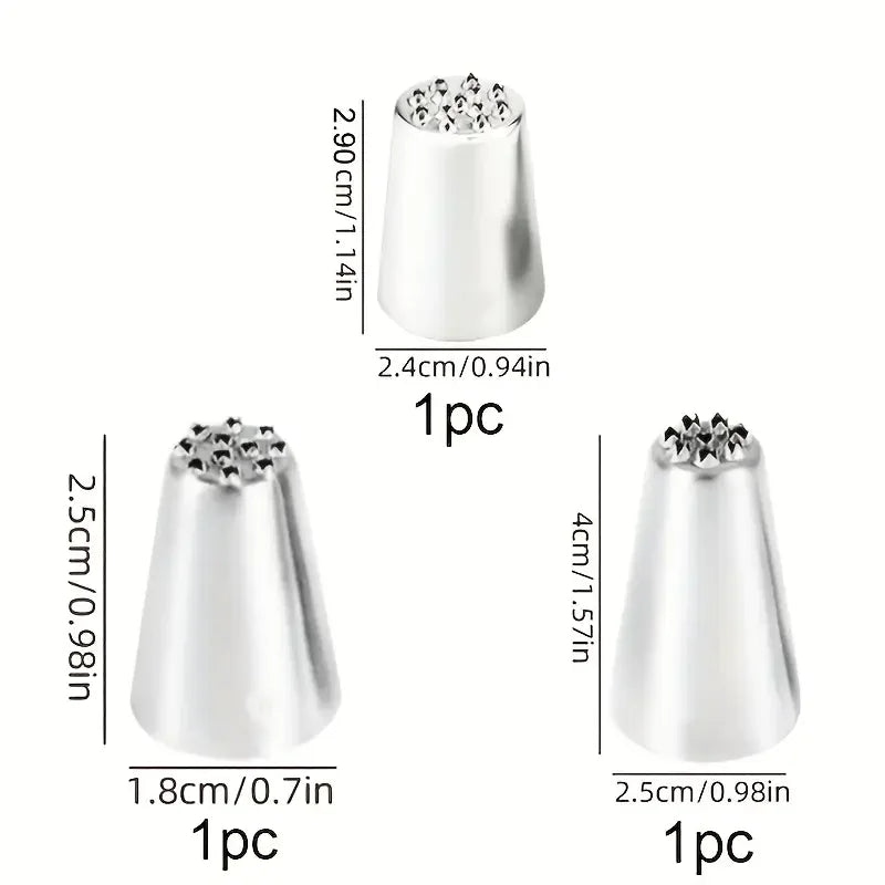 Juego de decoración de pasteles de acero inoxidable, puntas de glaseado sin costuras y boquillas para tuberías de hierba, Ideal para decoración de pasteles DIY, suministros para hornear, 3 uds.