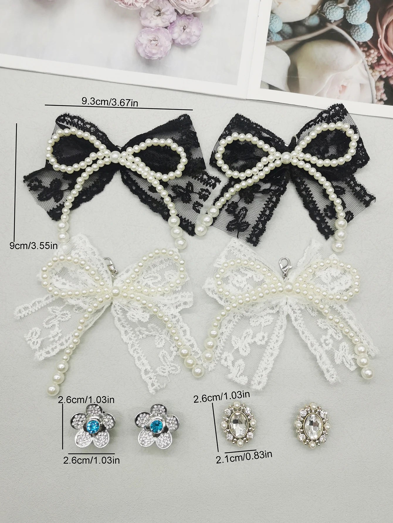 4 Uds. De colgantes de zapatos con pajarita de encaje de estilo barroco, cordones de flores, dijes, hebillas, decoraciones DIY, Clips para zapatos, accesorios