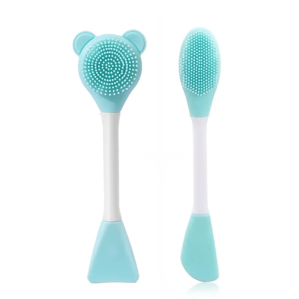 Cepillo para mascarilla Facial de doble cabezal, aplicador de silicona, cuchara, espátula, palo agitador, cuidado de limpieza Facial de la piel, herramientas de maquillaje para el hogar