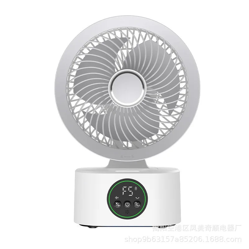 Ventilador Portátil de Pared con Control Remoto, Ventilador Eléctrico Plegable Recargable por USB con Luz Nocturna y Control por Voz Inteligente