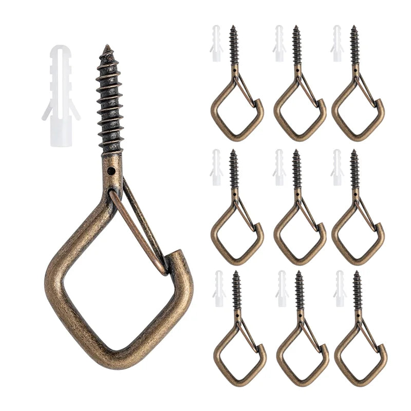 Q-ganchos de suspensión para exteriores, ganchos de tornillo para cadena de luces al aire libre, ganchos de tornillo con hebilla de seguridad, para plantas colgantes, 10/20 piezas