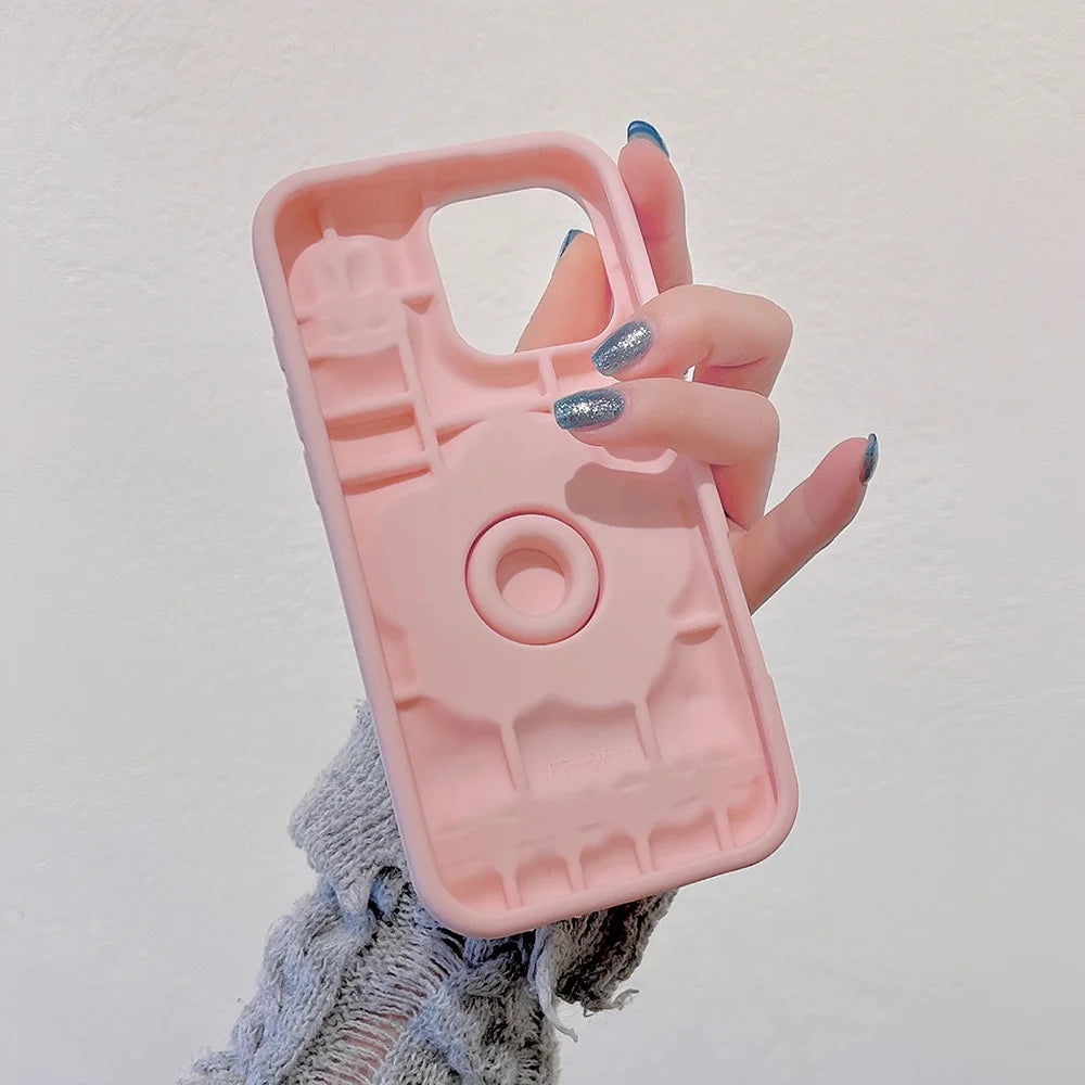 Lindo soporte floral 3D funda de silicona suave soporte de flores cubierta para iPhone 16 15 14 13 12 11 Pro Max 7 8 Plus X XS Max XR
