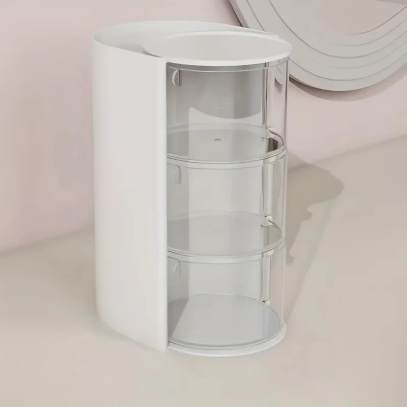 Caja de Almacenamiento de Accesorios para el Cabello de Varias Capas, Organizador de Joyas Transparente Giratorio, Estuche de Escritorio para Brochas de Maquillaje y Esponjas