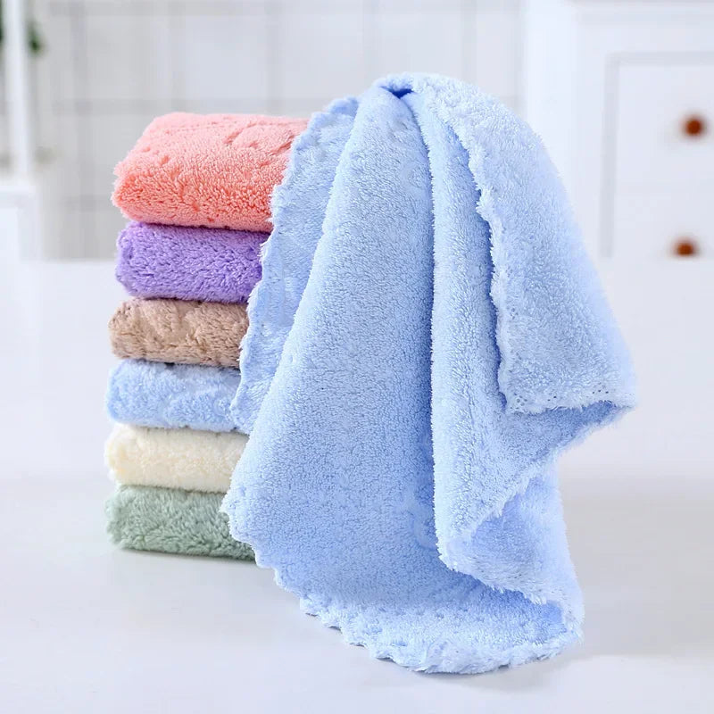 Juego de 5 Toallas de Baño de Felpa de Coral Suave y Absorbente de Secado Rápido, Diseño Divertido y Bonito, Toallas Faciales para el Hogar