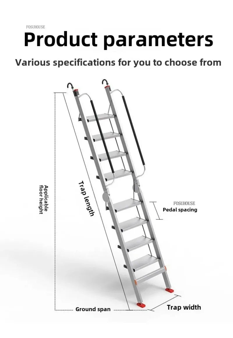 Portable Folding Ladder Household Aluminum Alloy Ladders Straight Ladder Home Furniture Escalator Mobile Climbing Stairs y