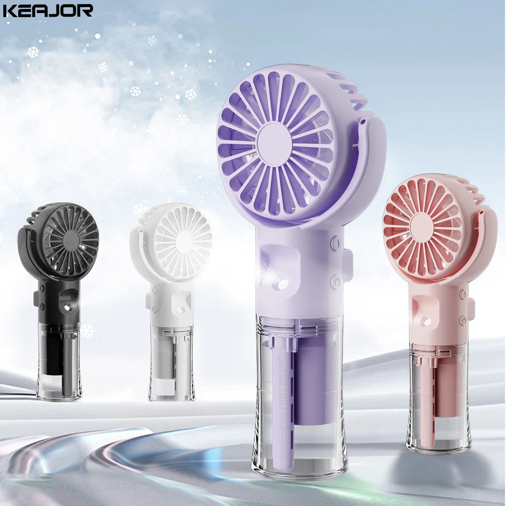 Miniventilador portátil de mano, dispositivo de pulverización de agua, con carga USB, 4 velocidades, para colgar en el cuello, Personal