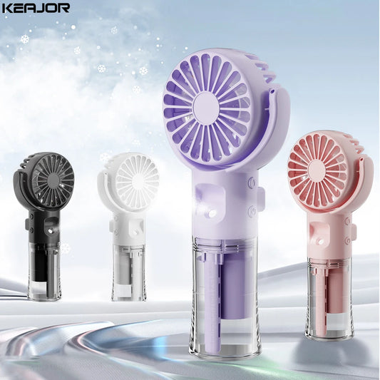 Miniventilador portátil de mano, dispositivo de pulverización de agua, con carga USB, 4 velocidades, para colgar en el cuello, Personal