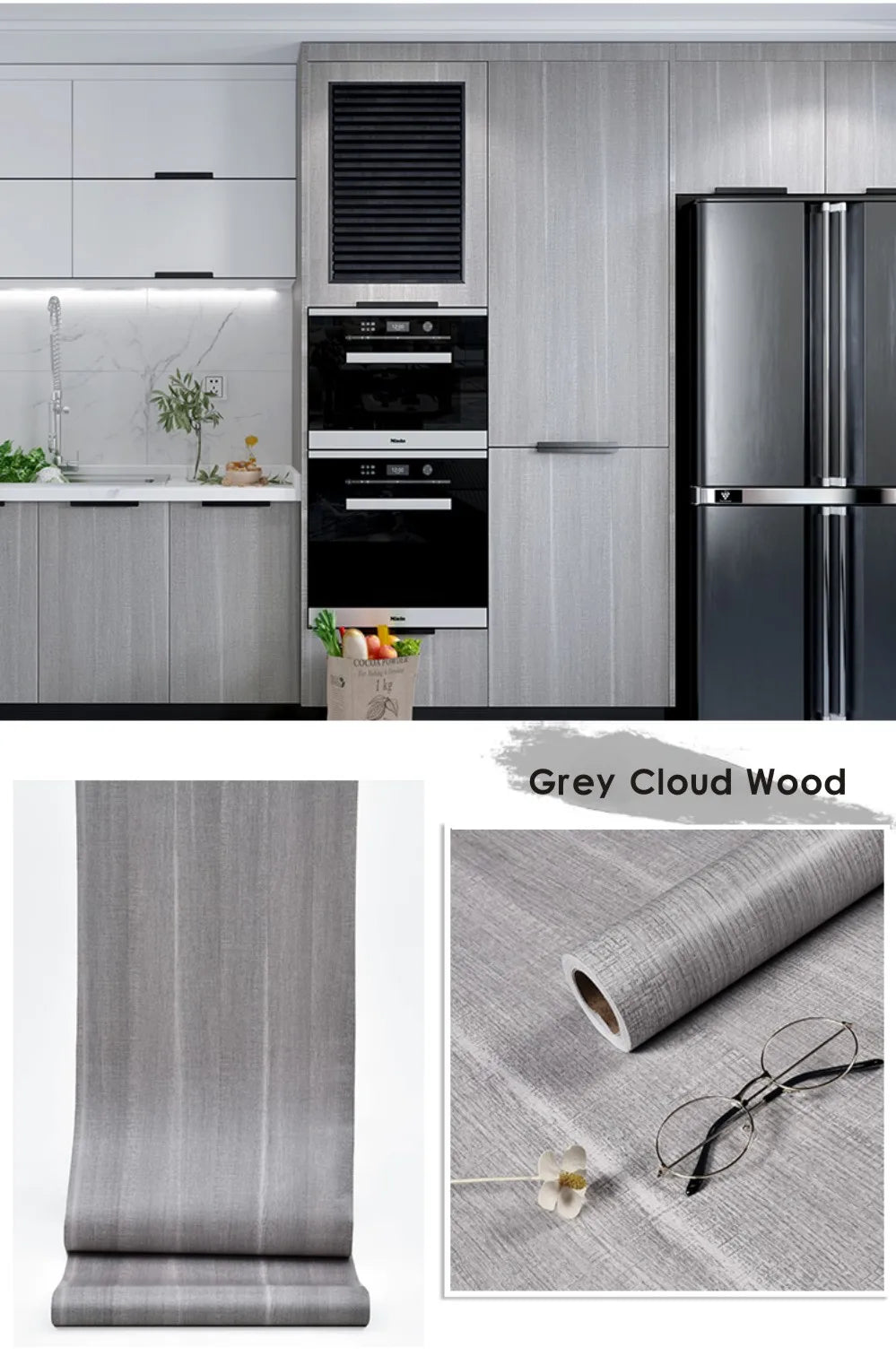 Pegatinas de puerta de grano de madera para armario, mesa, armario, muebles, papel tapiz autoadhesivo de PVC impermeable, decoración del hogar
