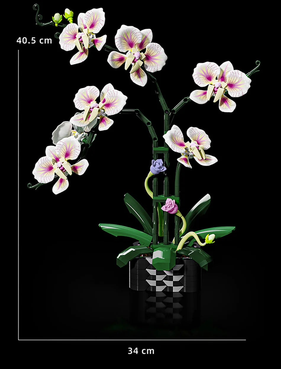 Orquídea creativa Cymbidium flores eternas planta en maceta bloques de construcción simulación Phalaenopsis DIY ladrillos juguetes regalo de San Valentín