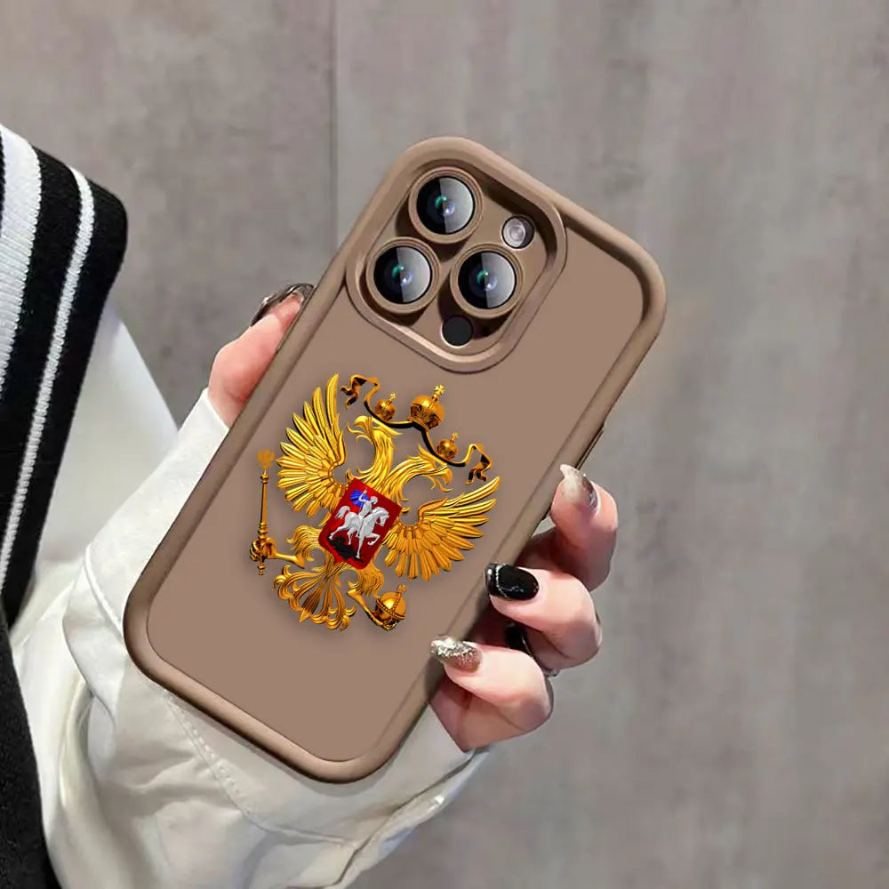 Funda de teléfono con emblema de banderas rusas para iPhone 15 14 13 12 11 Pro XS Max X XR SE 7 8 6 6S Plus Funda de silicona suave Funda Coque