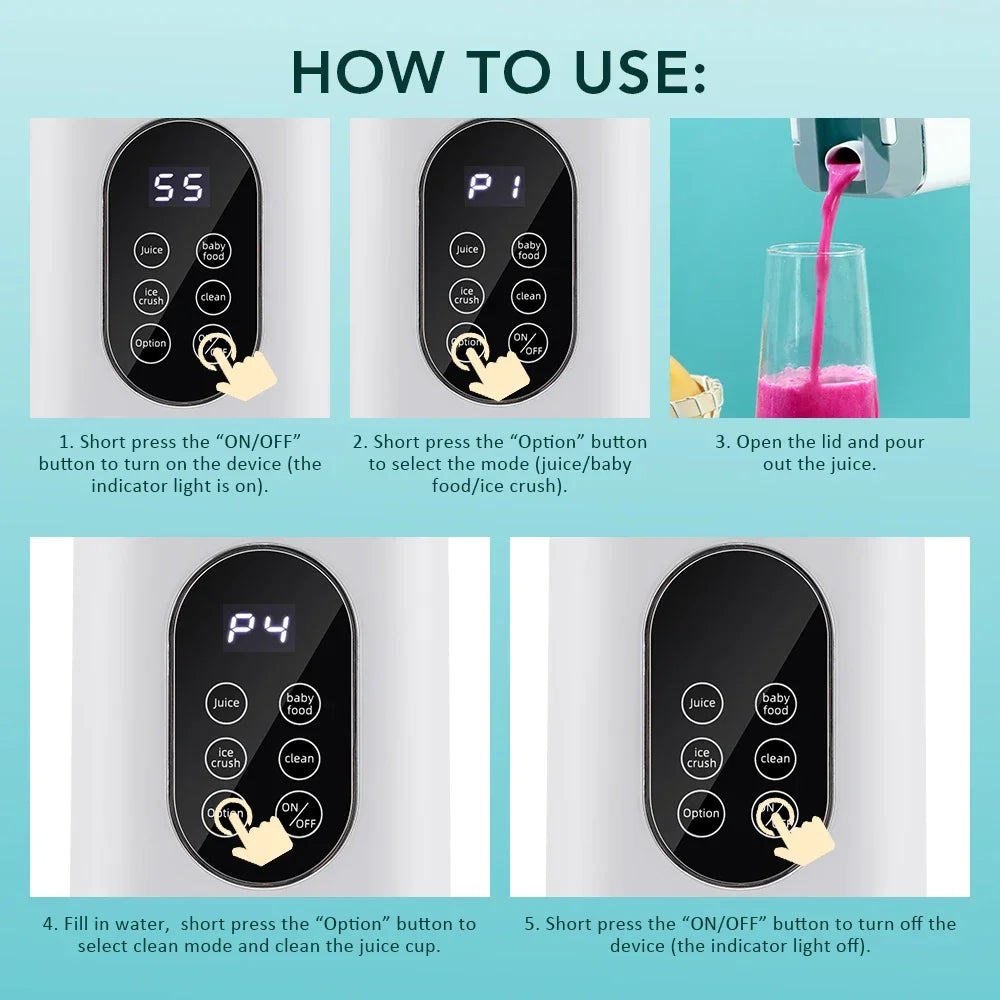 Licuadora Eléctrica Portátil de 400 ml, 2 Tazas, Mini Licuadora Multifuncional Inalámbrica para el Hogar, Recargable por USB, Vaso Mezclador Pequeño