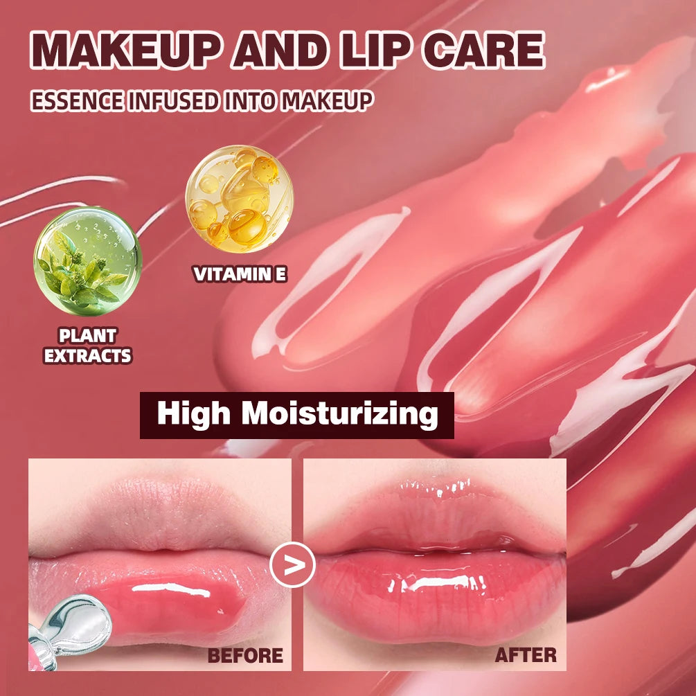 Brillo Labial QIBEST Efecto Espejo, Tinte de Larga Duración, Hidratante, Brillante, con Purpurina, Maquillaje Nutritivo