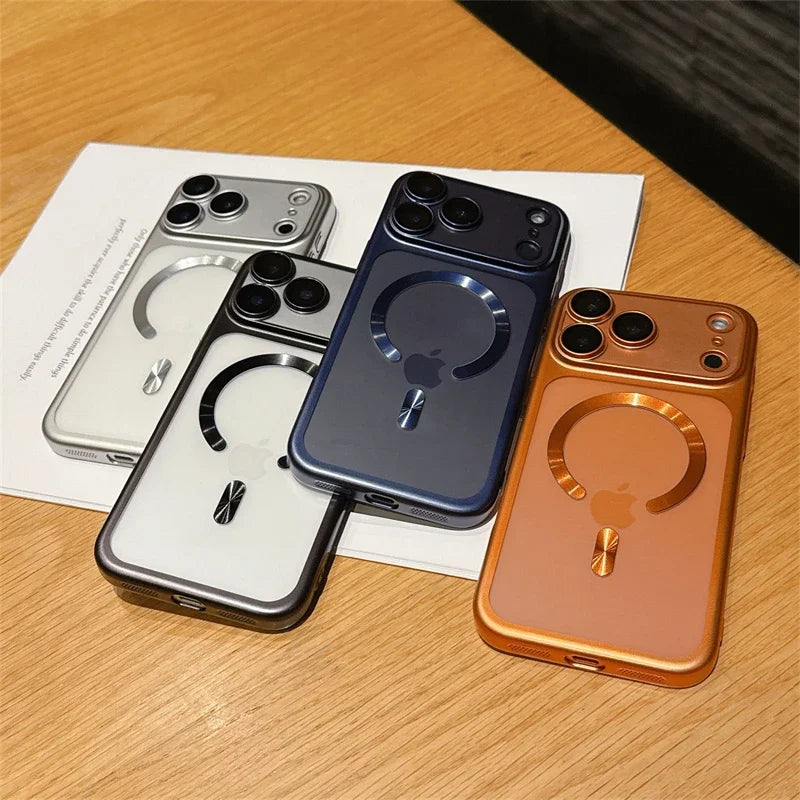 Funda de teléfono transparente mate de lujo para Magsafe IPhone 17 Air 16 15 Pro Max Plus 17Air 17Pro funda trasera de parachoques magnético