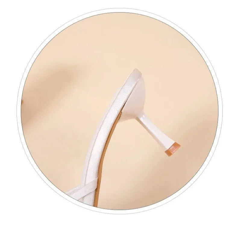 Sandalias de verano para mujer, tacones altos elegantes a la moda, zapatillas con punta abierta y nudo de mariposa de alta calidad, zapatos de tacón de diseñador de marca para mujer