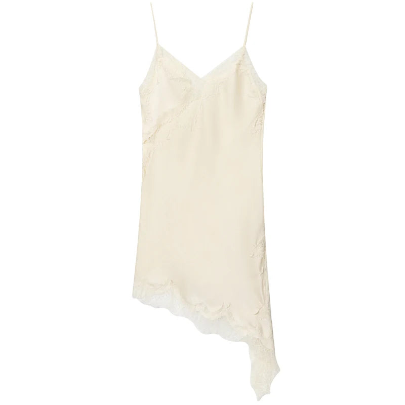 HXAO Vestidos para mujer, vestido asimétrico de encaje, verano 2025, Vestidos de noche sexis para mujer, Mini Vestidos marrones sin mangas y sin espalda