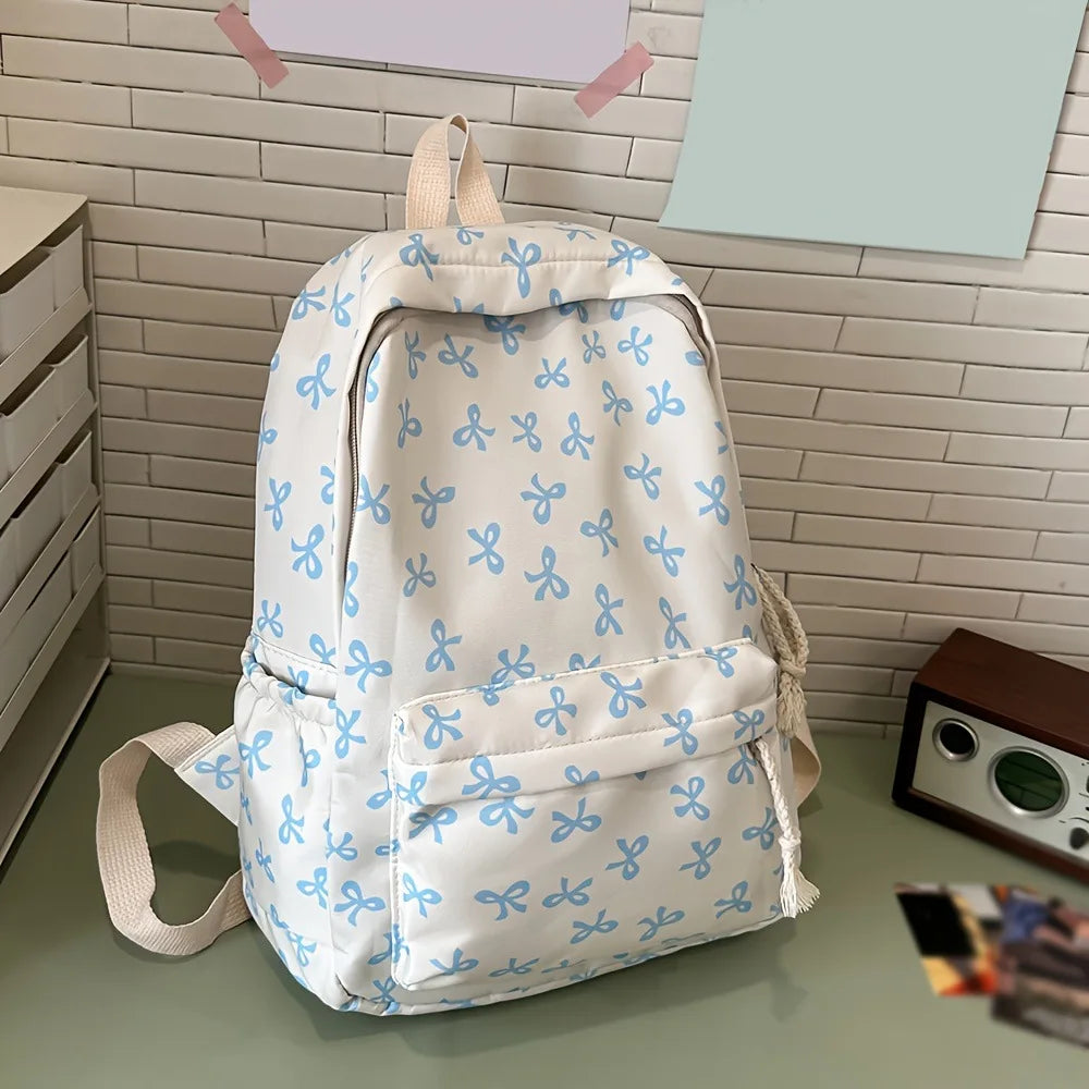 Mochila Moderna con Estampado de Lazo para la Escuela, con Protección para Laptop, Correas Ajustables, Regalo Perfecto para el Regreso a Clases para Niñas