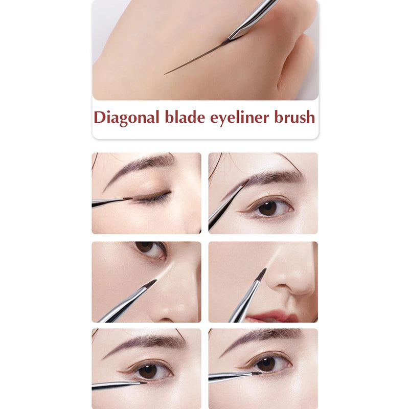 【Pinceles para maquillaje de contorno de cejas, pincel para delineador de ojos, pincel profesional súper fino en ángulo para delineador de ojos, herramientas de maquillaje】