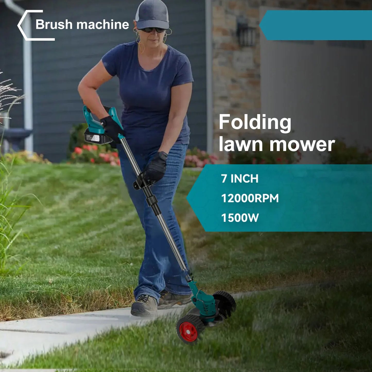 Cortacésped eléctrico inalámbrico, cortador de césped ajustable de longitud plegable, herramienta de jardín para pasadores de batería Makita de 18V