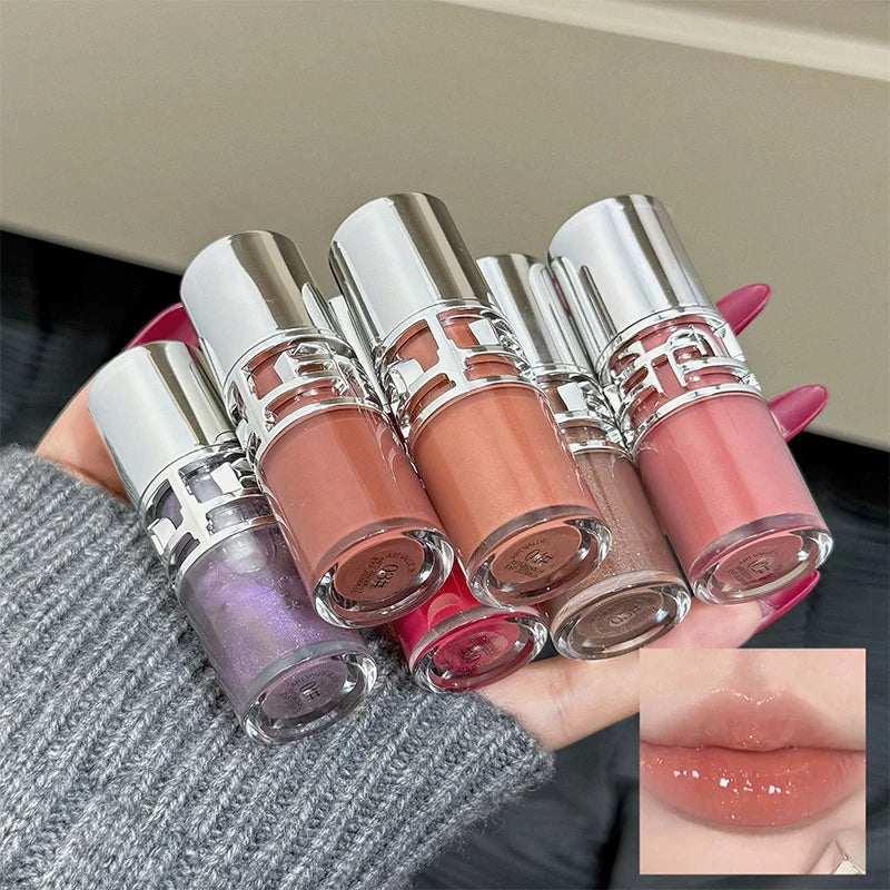 Brillo Labial Efecto Espejo, Resistente al Agua y de Larga Duración, No se Pega a la Taza, Textura Sedosa, Efecto de Maquillaje Natural