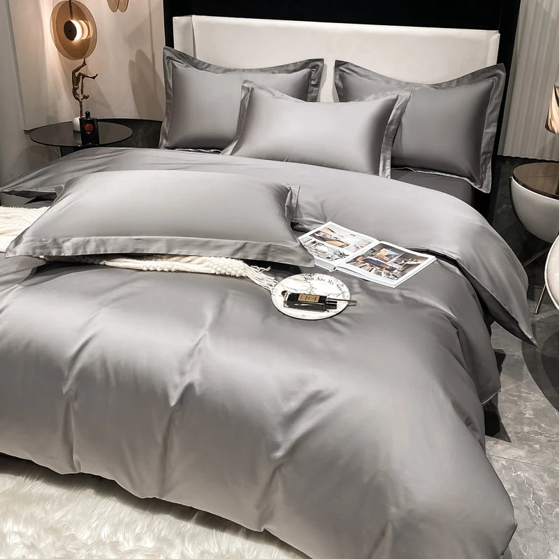 Juego de cama de lujo 100% algodón egipcio funda nórdica funda de almohada Ru Europa doble tamaño Queen King ropa de cama juegos de sábanas suaves