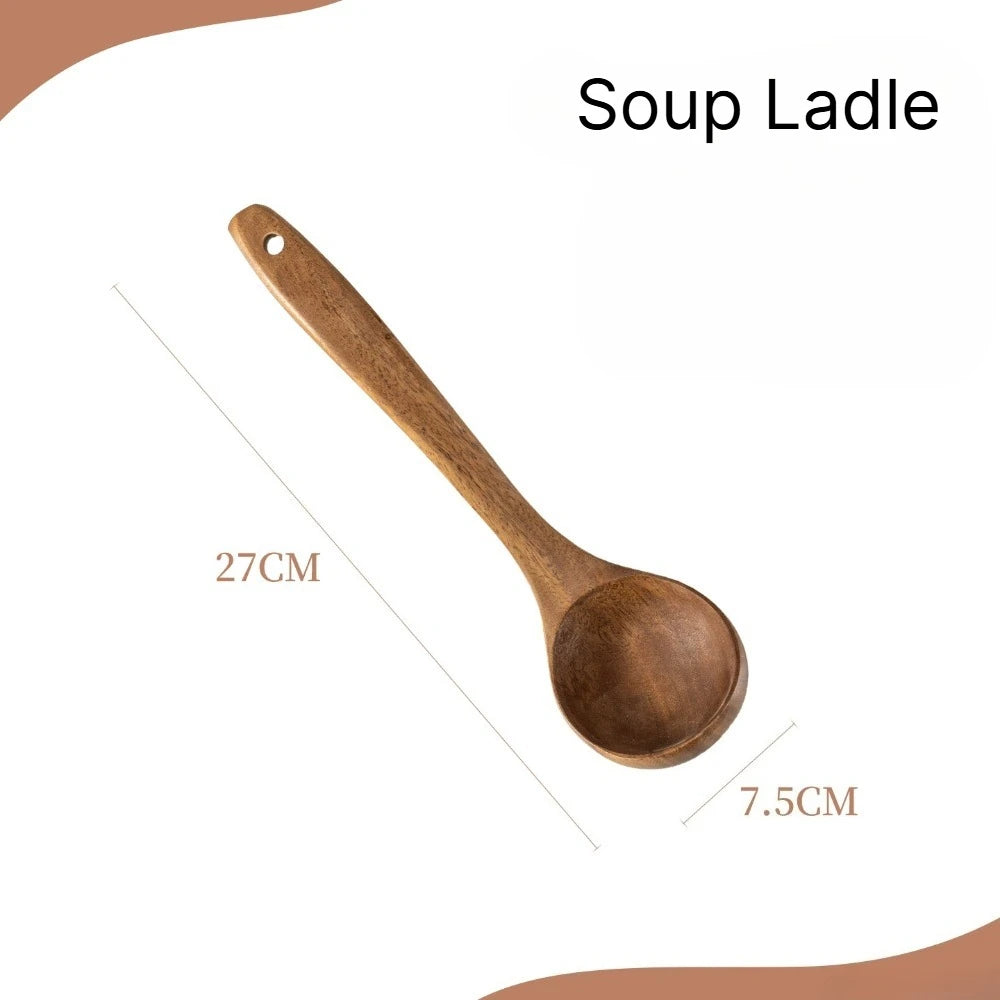 Juego de 5 Utensilios de Cocina de Madera Natural, Espátulas y Cucharas Antiadherentes, Regalo para Mamá en Acción de Gracias o Navidad, Accesorios de Cocina