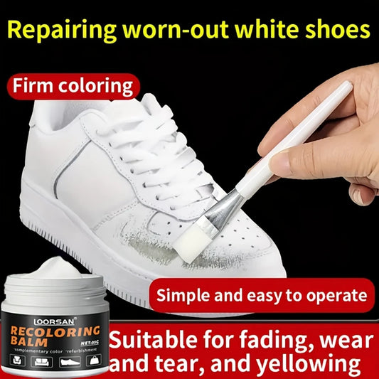 LOORSAN Nuevo restaurador de bordes de zapatos blanco 35 g - Crema reparadora de zapatos profesional para zapatillas, botas, cuero, arreglo de color fácil de aplicar