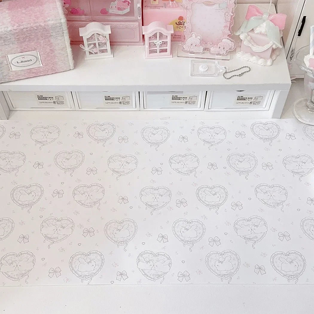 Protector de almohadilla de escritorio de cuero, alfombrilla de ratón de amor con gradiente de conejito rosa, alfombrilla de escritorio de oficina, impermeable, antideslizante, PU, secante de escritorio
