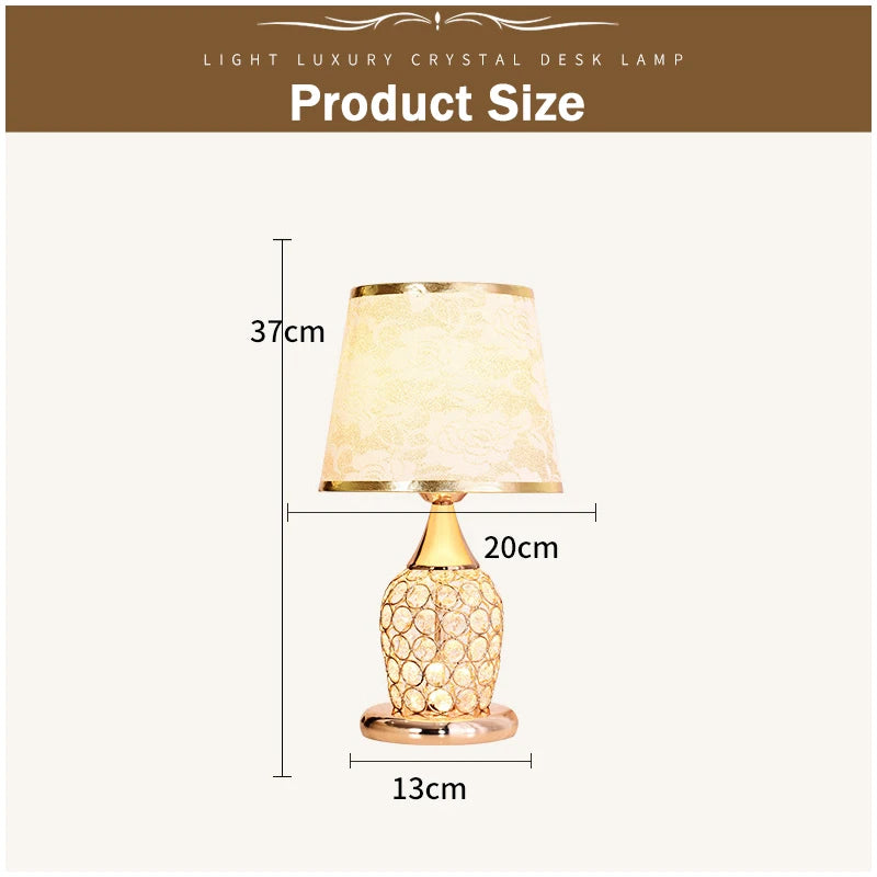 Lámpara de mesa de cristal de estilo europeo Ins, lámpara de noche decorativa creativa de moda romántica cálida y moderna para dormitorio